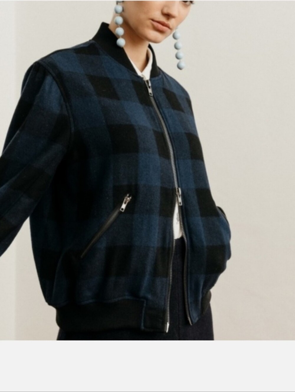 Rails Bolton Buffalo Check Bomber Jacket Navy Large